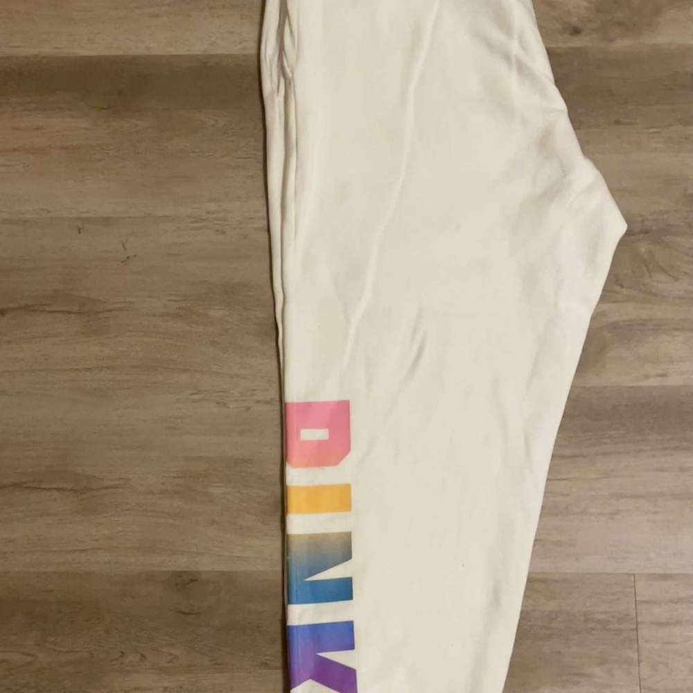 PINK Victoria's Secret White Rainbow Joggers